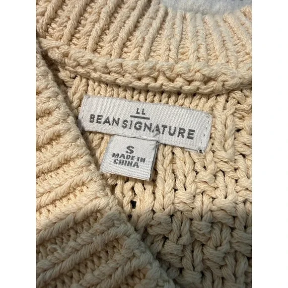 LL Bean Fisherman Cable Knit Sweater Cotton V Neck Men's Small Preppy Old Money - Picture 3 of 10